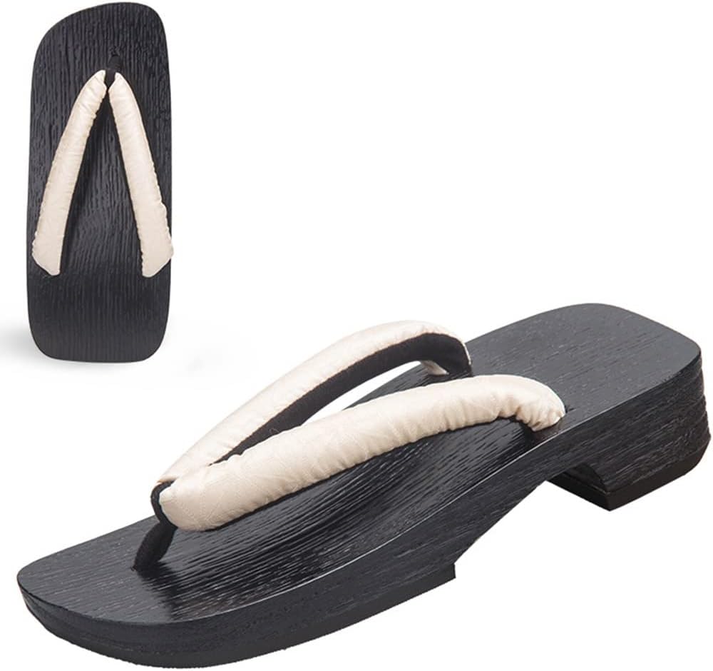 

Мужские домашние тапочки с открытым носком, мужские японские традиционные сабо Гета, японские шлепанцы, деревянные сабо с двумя зубцами, домашние тапочки для женщин и мужчин, обувь на Хэллоуин (Цвет: черный A, размер: 26 см) Kitcissl