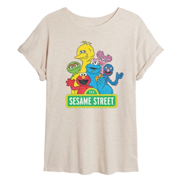 

Винтажная оверсайз футболка для подростков с принтом Sesame Street Licensed Character, бежевый