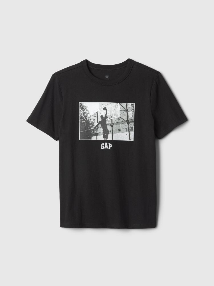 

Детская хлопковая футболка Gap, черный