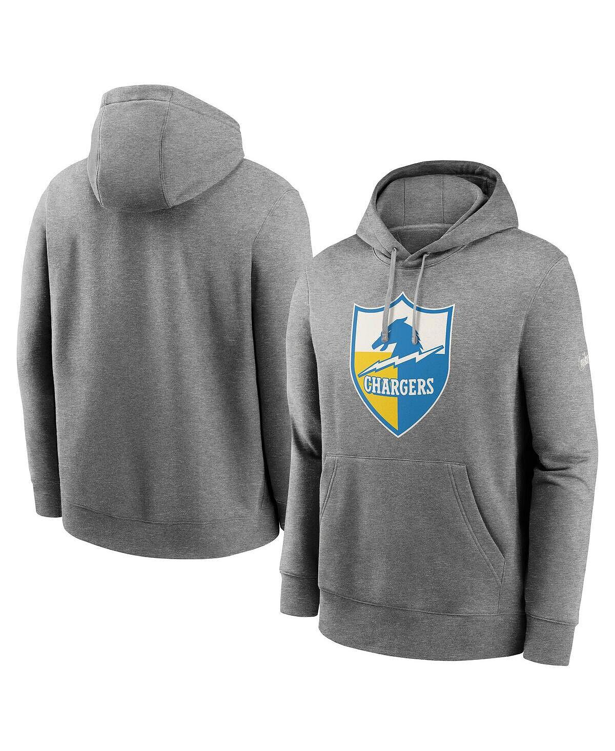 Мужской флисовый пуловер с капюшоном Los Angeles Chargers Rewind Club серого цвета Nike — фото 3