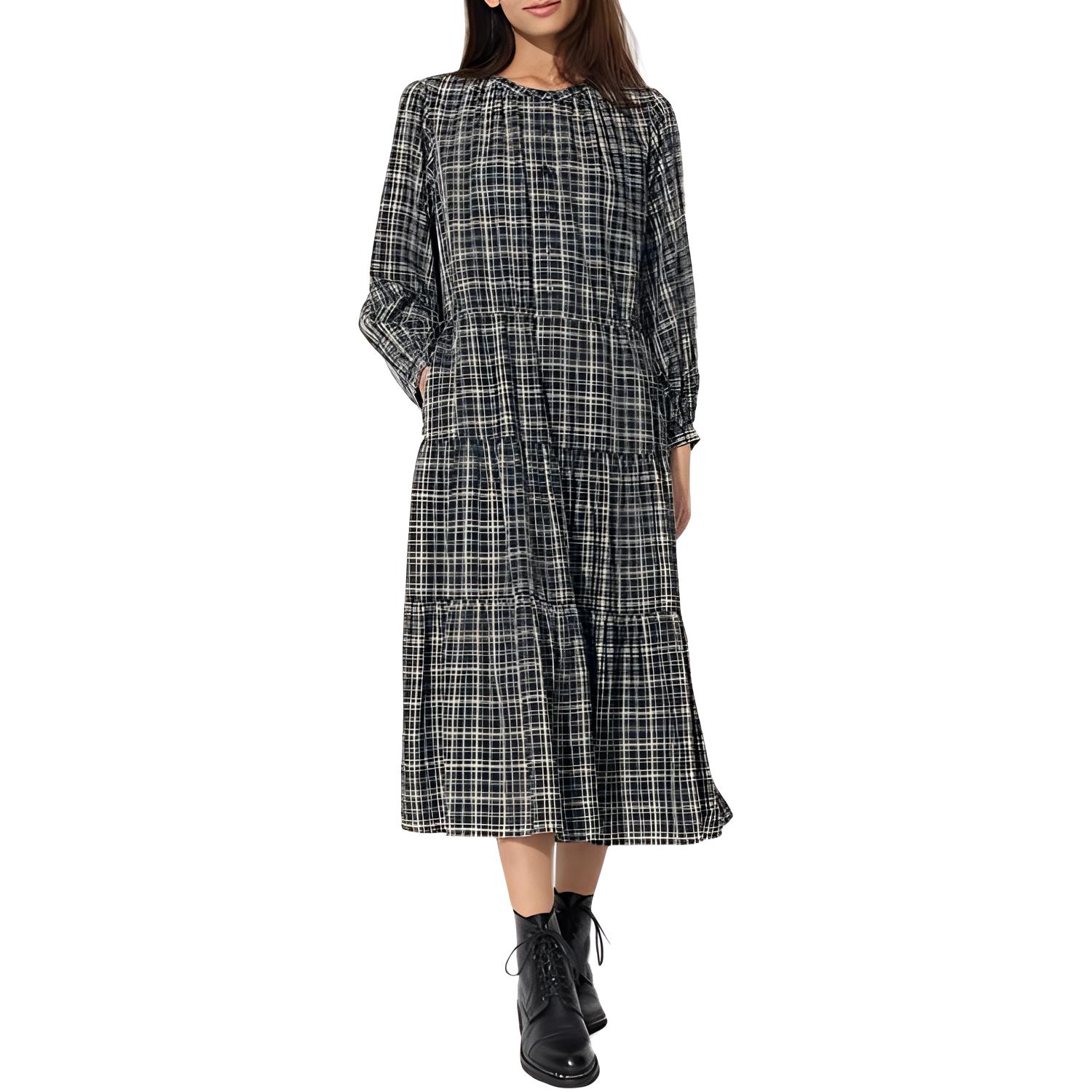 

Длинное платье с длинными рукавами женское темно-серое UNIQLO