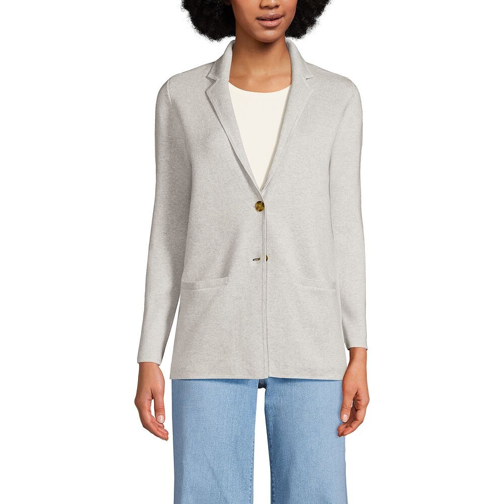 

Блейзер-свитер на пуговицах Petite Lands' End, цвет Light Gray Heather