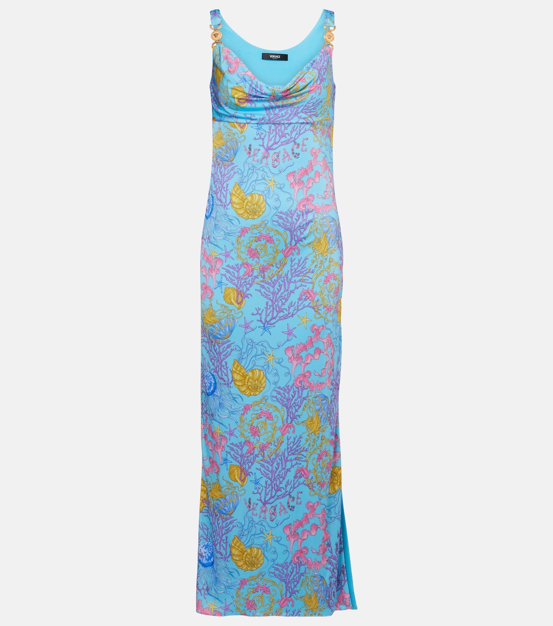 

Платье из джерси с драпировкой в стиле подводного барокко Versace, Azur+Multicolor