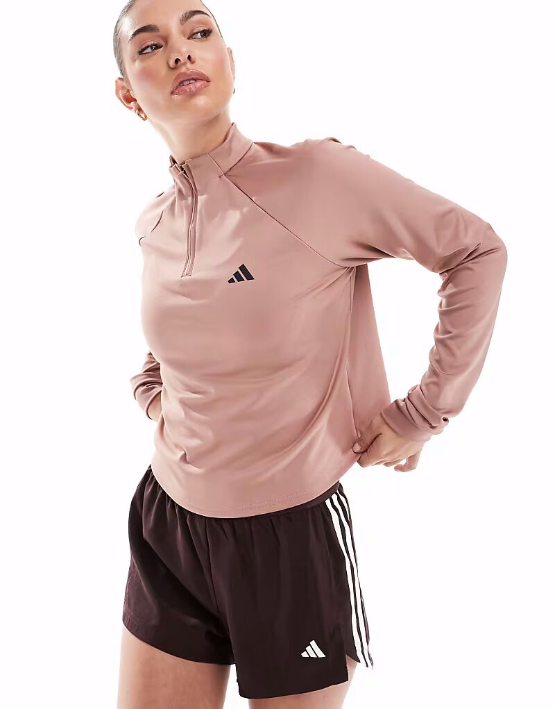 

Плащ Adidas Training Essentials с минимальным брендингом, с застежкой-молнией 1/4, красный