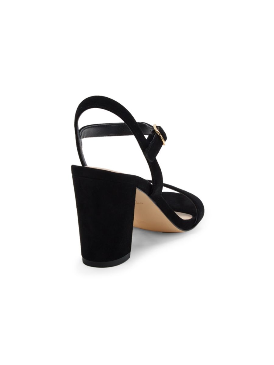 Замшевые босоножки на блочном каблуке Dancer 75 Stuart Weitzman, цвет Peonia — фото 3