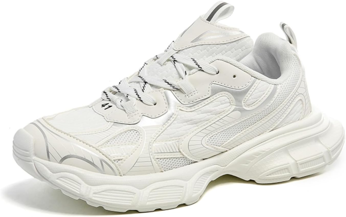 

Мужские модные кроссовки на платформе с сеткой, дышащие, с шнуровкой, повседневные легкие, с противоскользящей подошвой и поддержкой свода стопы, для ходьбы и тенниса Netehadi, белый