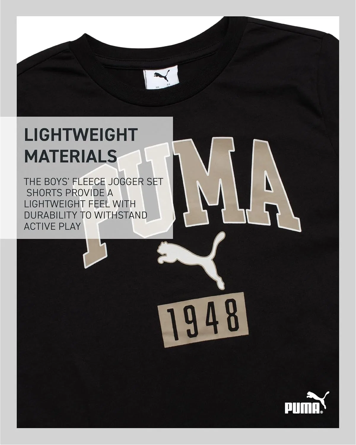 Спортивный костюм для мальчиков, флис, PUMA, 3 предмета, Black/Brown — фото 4