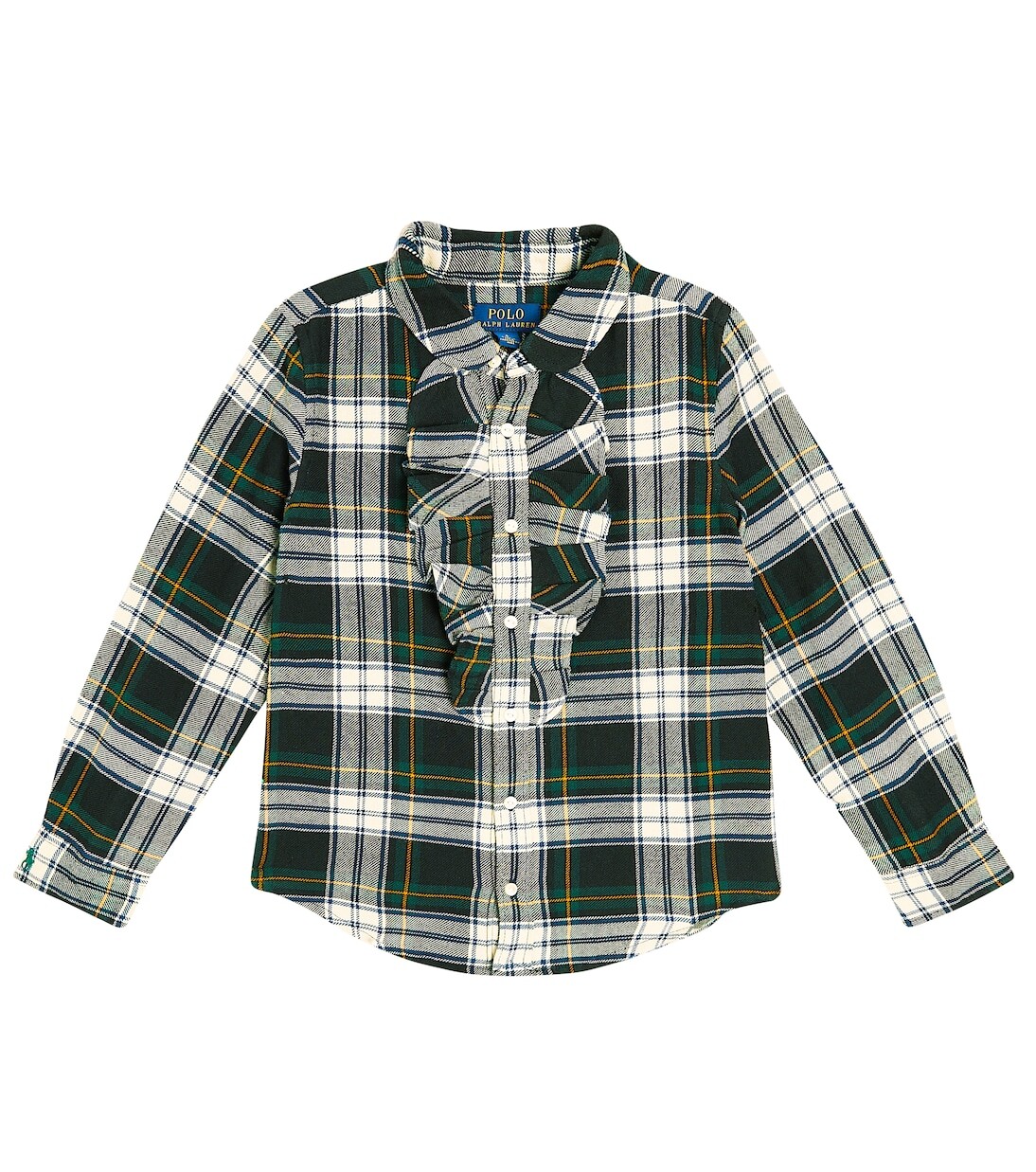

Хлопковая рубашка в клетку с рюшами Polo Ralph Lauren Kids, мультиколор