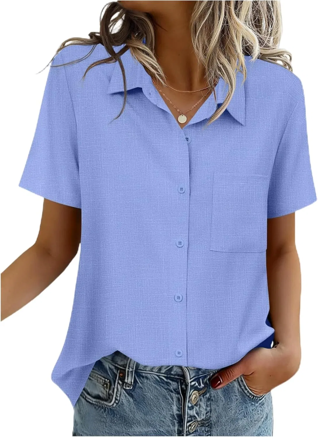 Блуза женская короткий рукав, Polyester Spandex, Royal Blue