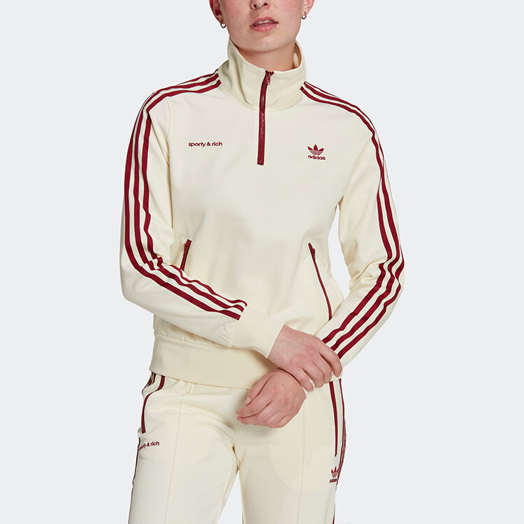 Спортивная и богатая X Adidas куртка Quarter Zip Track Jacket Cream/Merlot Adidas Originals — фото 2
