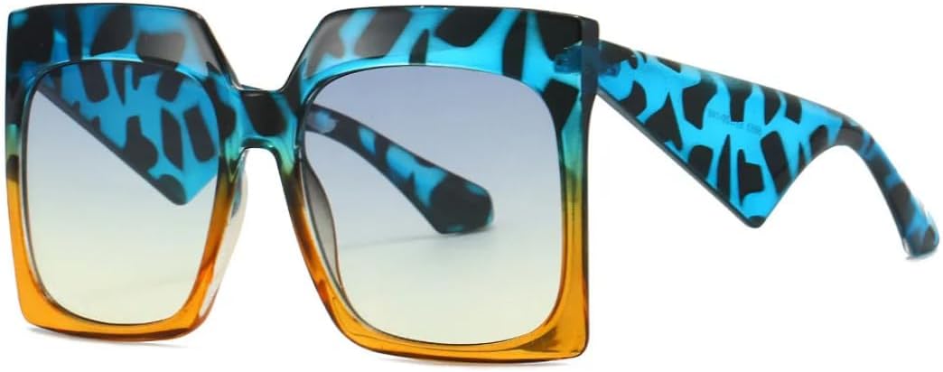 

Крупные солнцезащитные очки в большой оправе для женщин и мужчин, роскошные винтажные солнцезащитные очки в стиле панк с защитой от УФ-излучения UV400 HHZZYVY, Blue Leopard