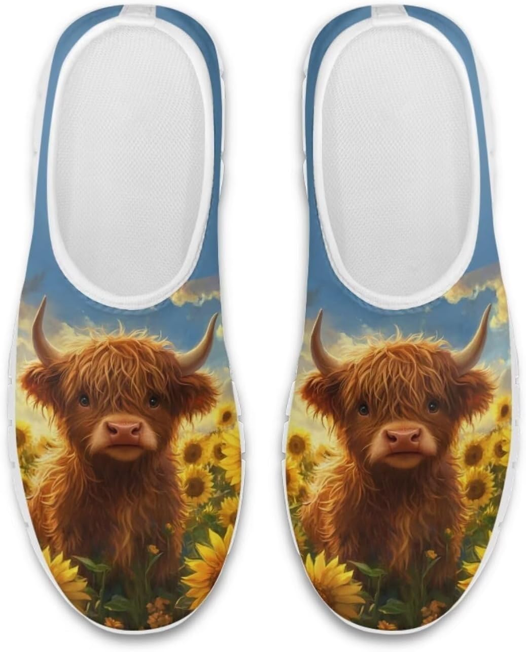 

Кроссовки Chaqlin, лоферы, противоскользящие, низкие, без шнурков, женская модная обувь, мужские лоферы, прогулочные теннисные туфли, Highland Cow Sunflower