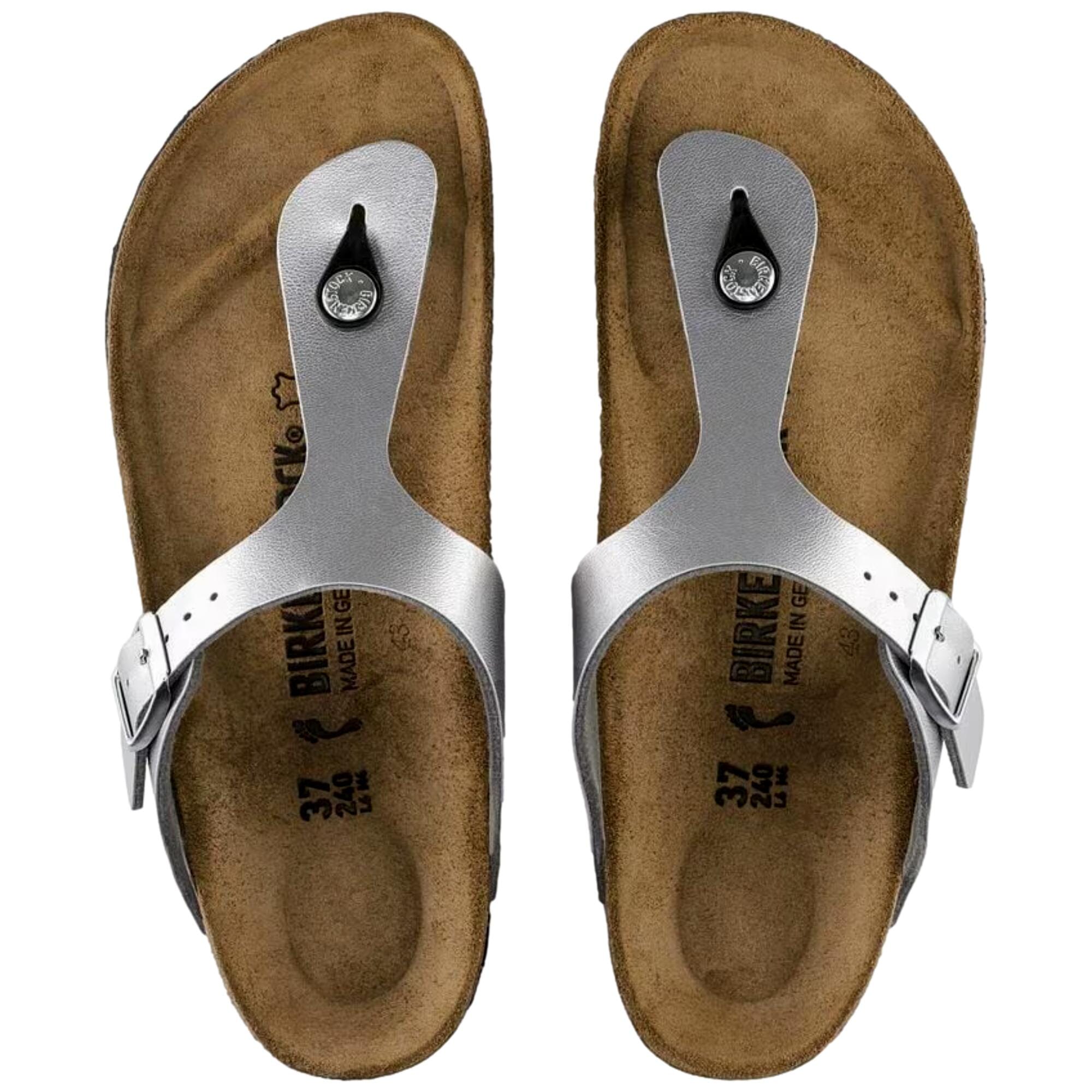 Биркеншток Гизе BS Сильвер 43851 Женские мюли Birkenstock, серебряный — фото 4