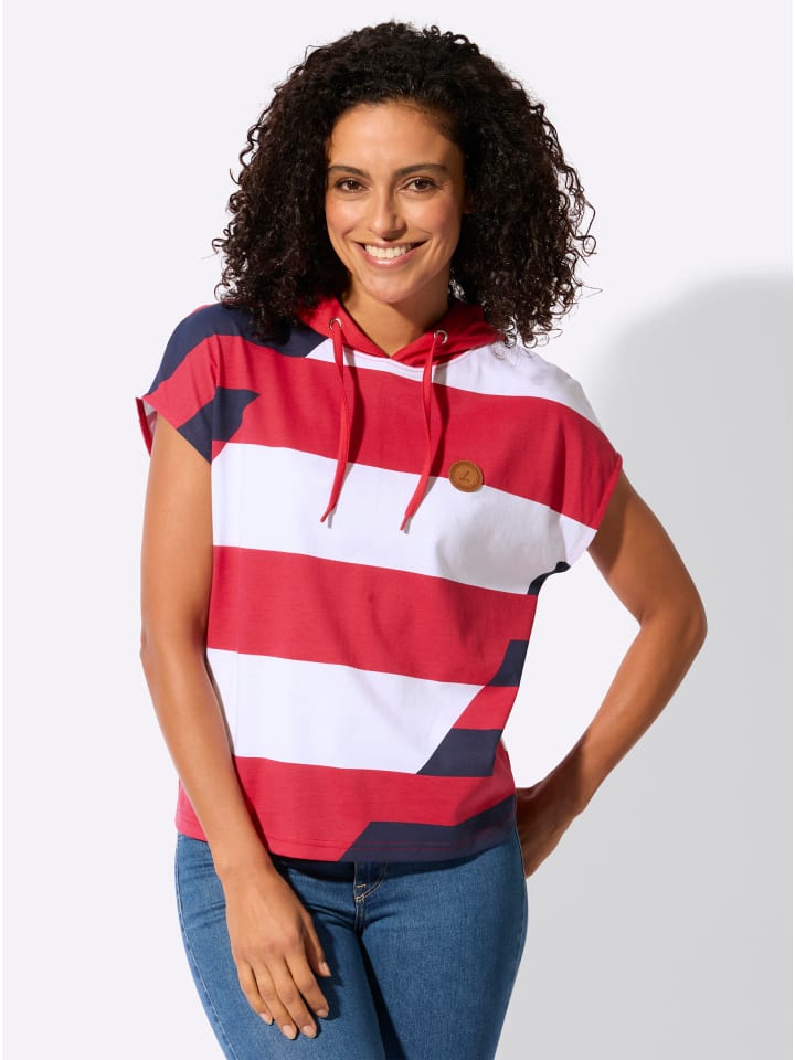 

WITT WEIDEN Футболка с капюшоном клубнично-белого цвета с узором, Белый, WITT WEIDEN Футболка с капюшоном клубнично-белого цвета с узором