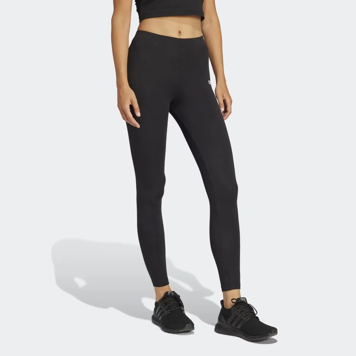 Essentials Линейные хлопковые женские леггинсы Adidas, чёрный — фото 4