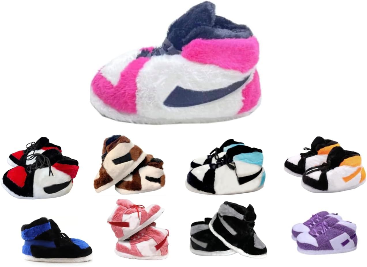 

Теплые пушистые кроссовки-тапочки для дома Generic, белый/черный/розовый