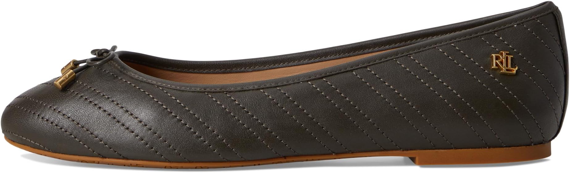 Балетки Lauren Ralph Lauren Jayna Stitched Leather Flat, цвет Dark Olive/Dark Olive — фото 4