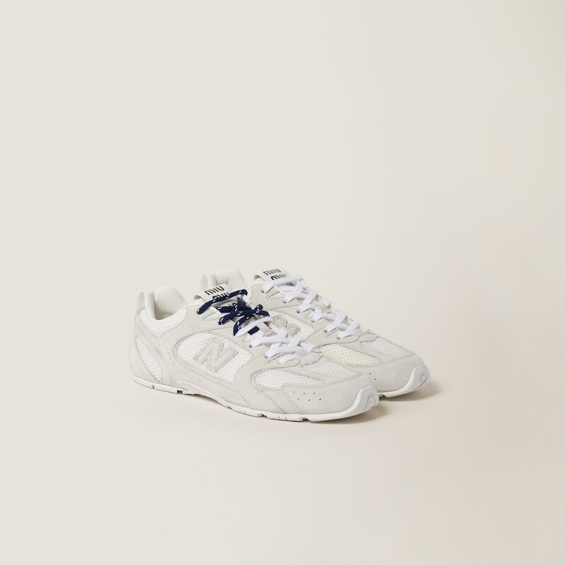 Кроссовки New Balance из замши и сетки Miu Miu, белый