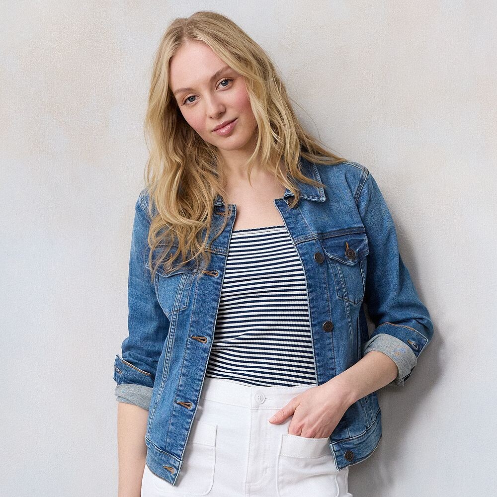 

Женская джинсовая куртка LC Lauren Conrad New Core, цвет Tate Wash