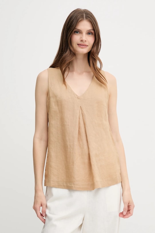 

Льняная блузка United Colors Of Benetton, бежевый
