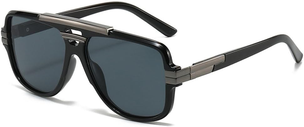 

Мужские ретро-солнцезащитные очки квадратной формы из металла, предназначенные для путешествий на открытом воздухе, уличного стиля, спорта и вождения, с защитой от УФ-излучения PRSTNN, Black Black Gray