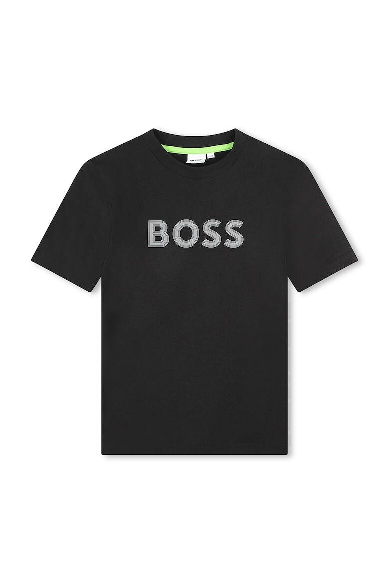 

Футболка с овальным вырезом и логотипом Boss Kidswear, черный