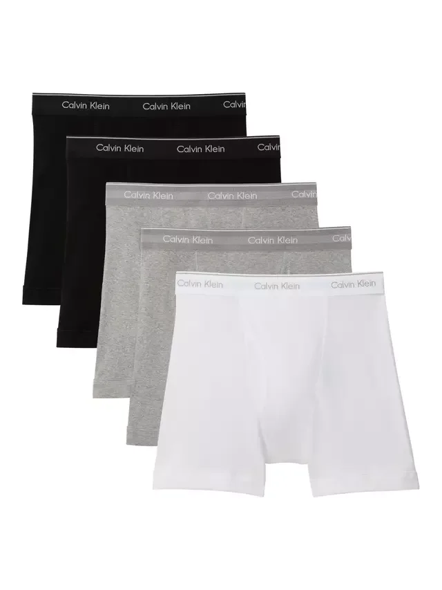 Хлопковые боксерские трусы с логотипом на поясе, черно-серо-белый Calvin Klein
