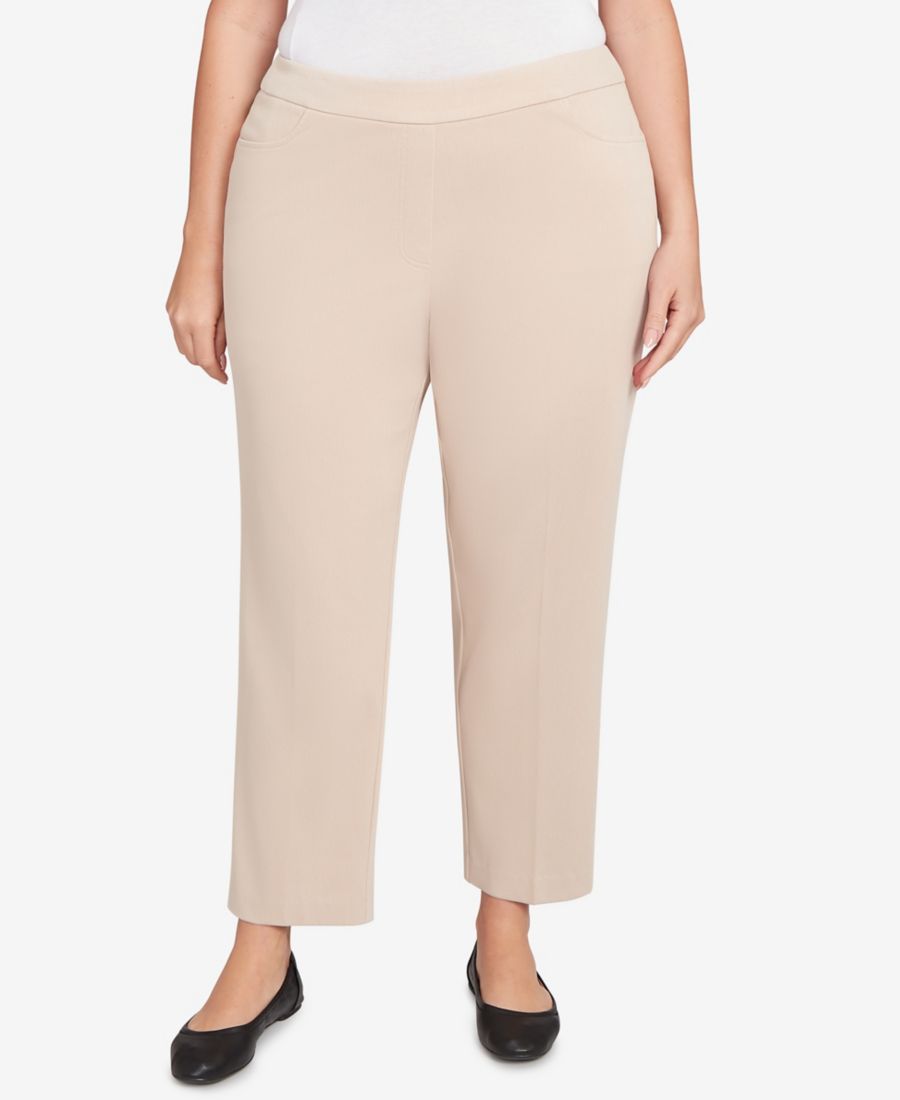 

Брюки средней длины из саржи Urban Legend больших размеров, облегающего кроя, модель Городская легенда Alfred Dunner, Stone