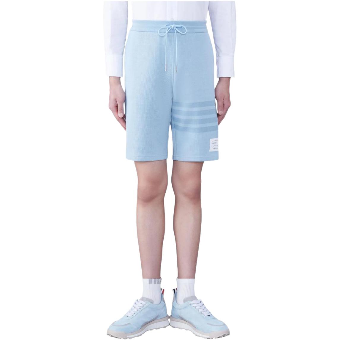 

Шорты для бега с завязками на 4 полоски THOM BROWNE, светло-голубой