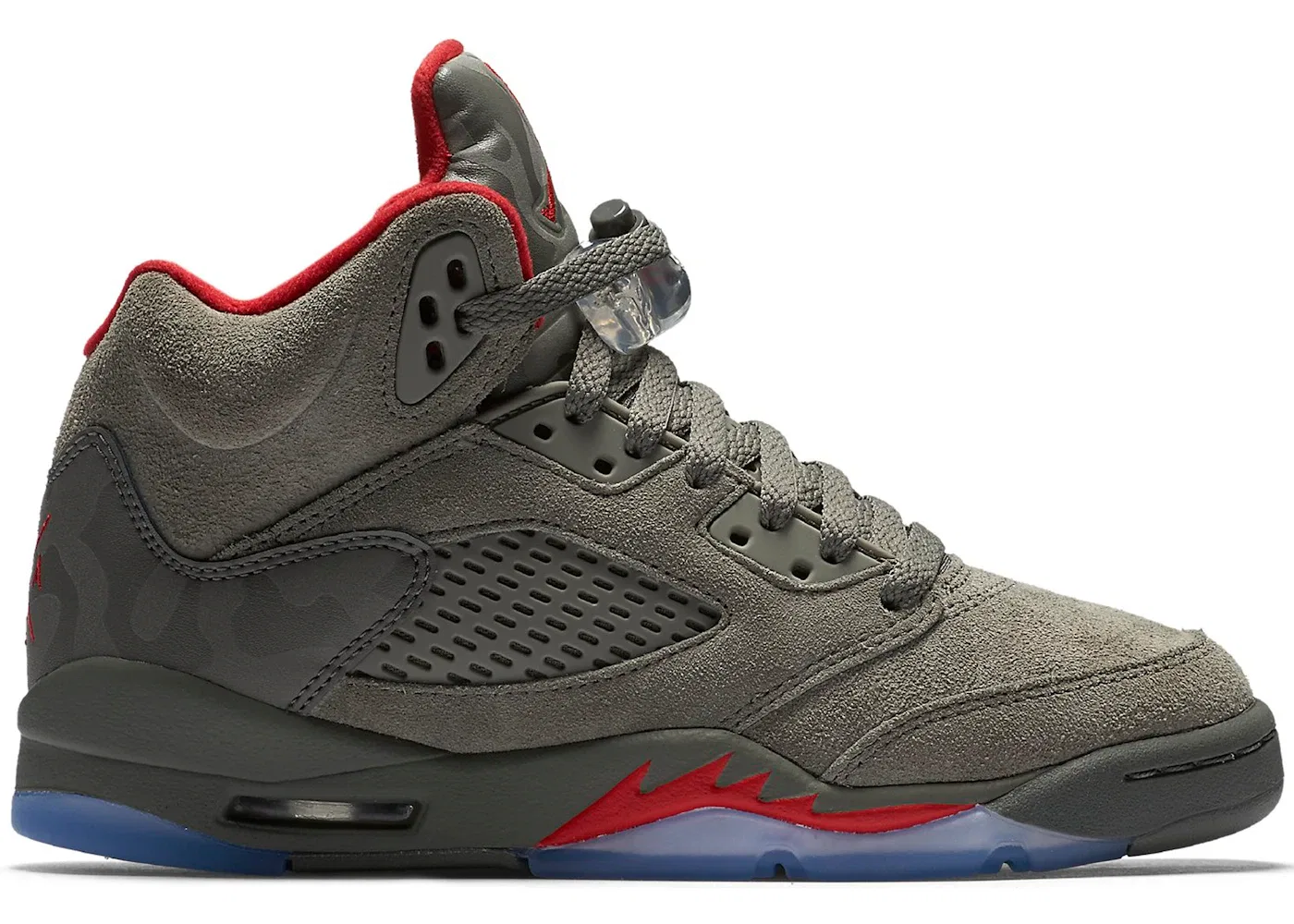 Детские кроссовки Lifestyle с принтом камуфляж Jordan 5 Retro P51 Camo, Dark Stucco/University Red-River Rock