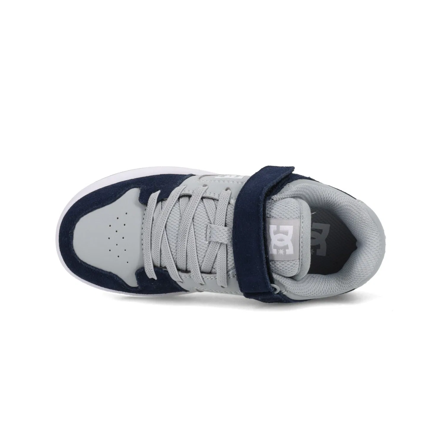 Детские кожаные кроссовки с логотипом DC Shoes, Navy/Grey/White — фото 4
