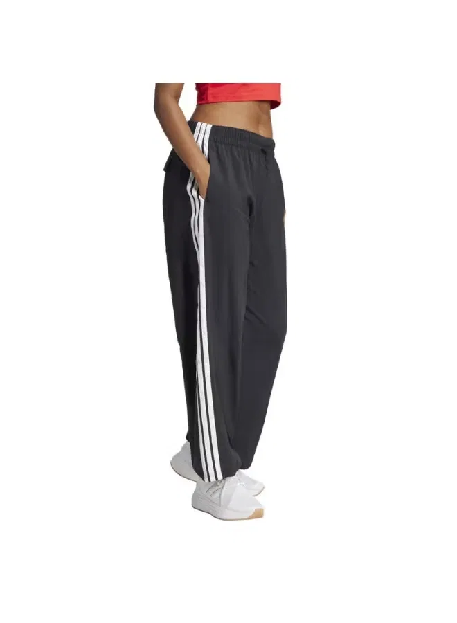 Брюки-парашют свободные Essentials 3-Stripes Adidas, черный — фото 2