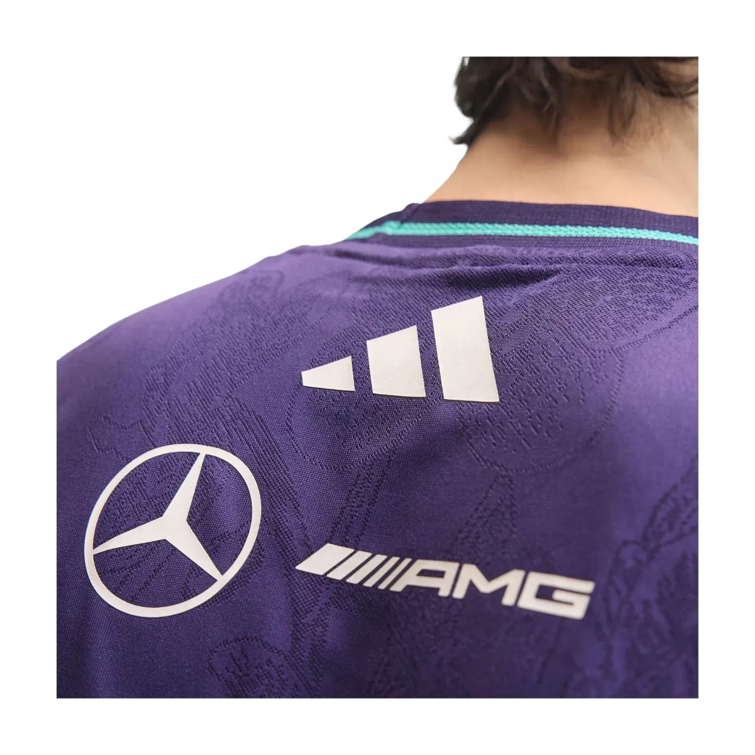 Мужская игровая майка Mercedes AMG Petronas F1 Vanda Bloom Authentic Driver Jersey Asia Sizing 'Dark Purple' adidas, Dark Purple — фото 3