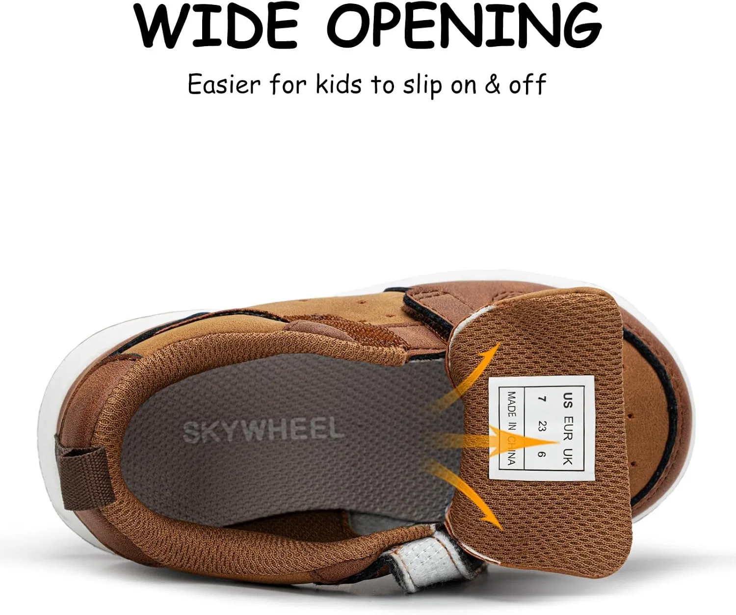 Детские кроссовки для мальчиков повседневные SKYWHEEL, Brown Toddler Boy Shoes — фото 3
