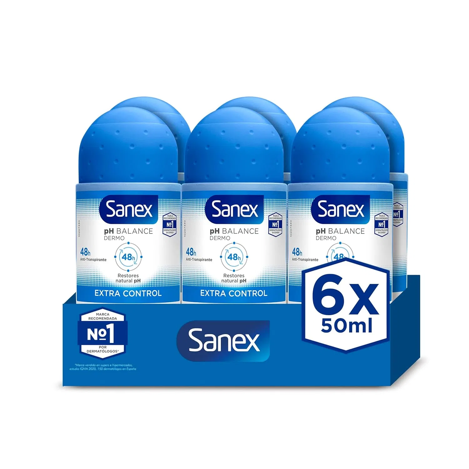 Дезодорант-ролик Sanex Dermo Extra Control, 50 мл, Набор 6 шт