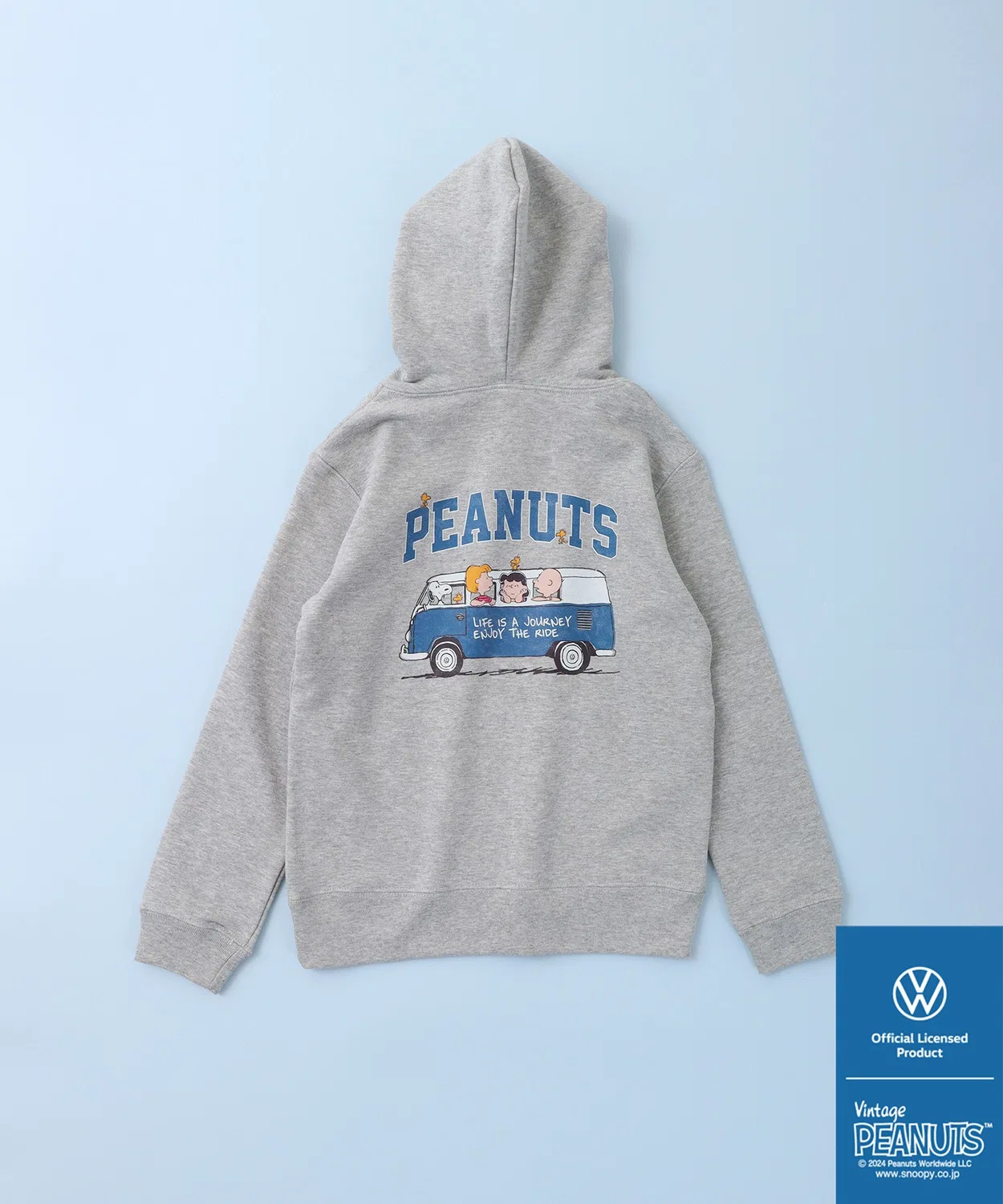 Детский худи с длинным рукавомс принтом PEANUTS×Volkswagen, Микс Грей — фото 3