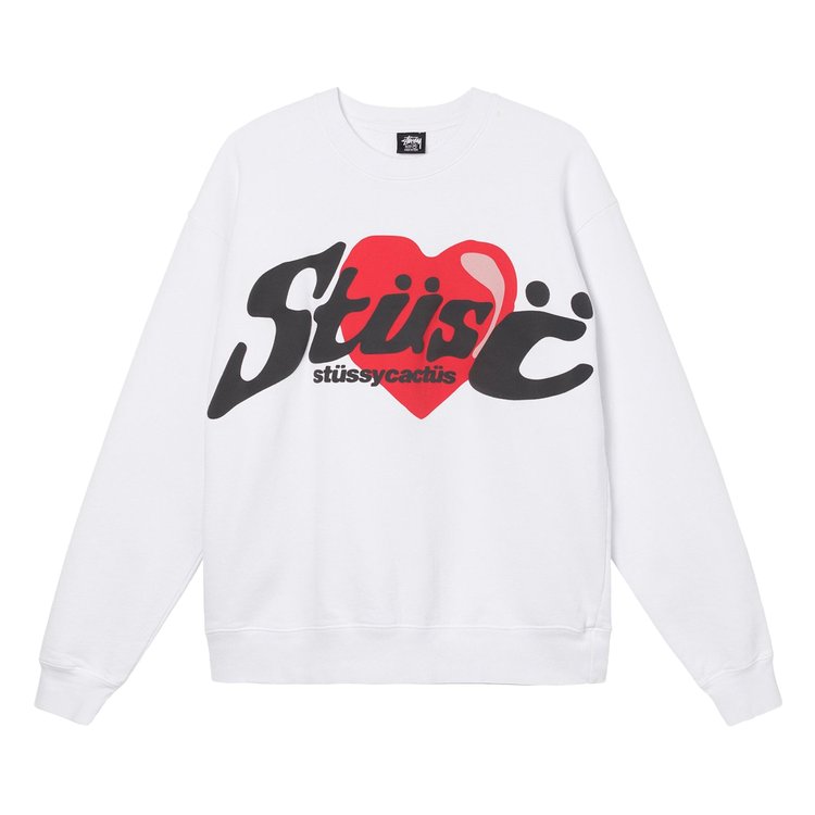 Толстовка Stussy x Cactus Plant Flea Market Heart Crewneck Sweatshirt 'White', белый - фото