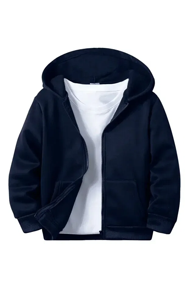 Детский кардиган на молнии с принтом Novibe, Navy Blue