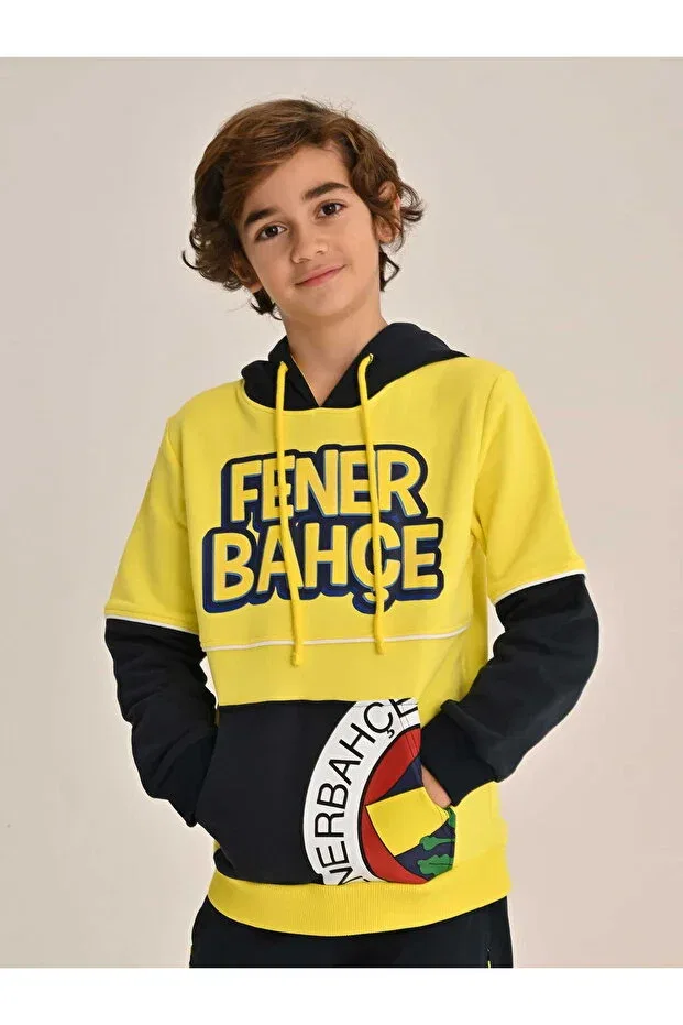 Детское худи для девочек с принтом Child Tribun Fenerbahce Fenerium, Yellow