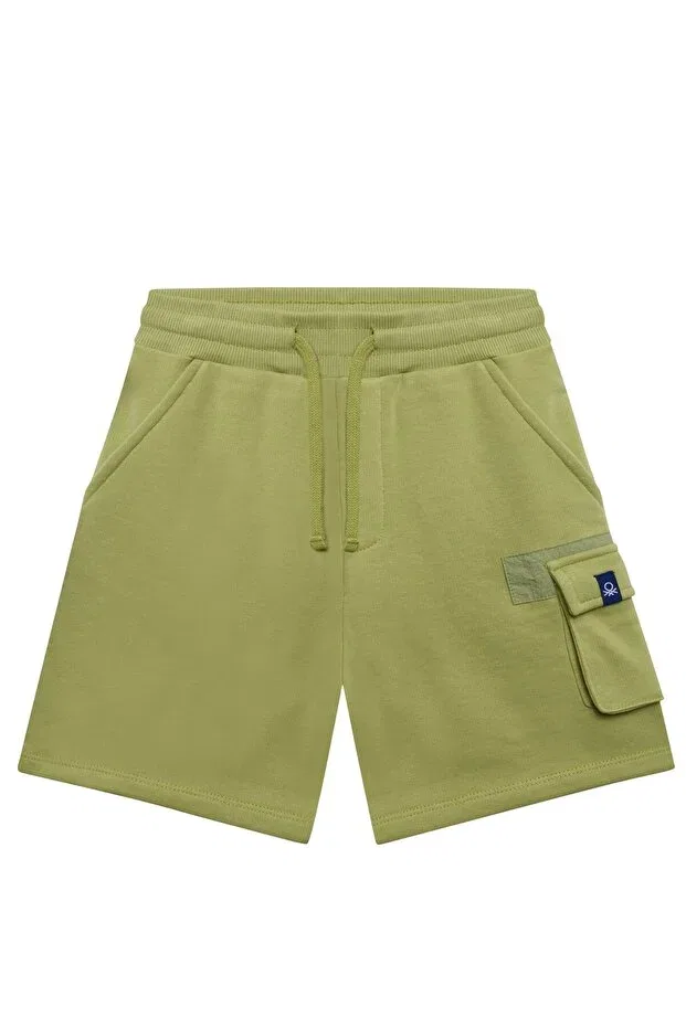 Детские шорты для мальчиков с принтом Logo embroidered Benetton, Pistachio Green