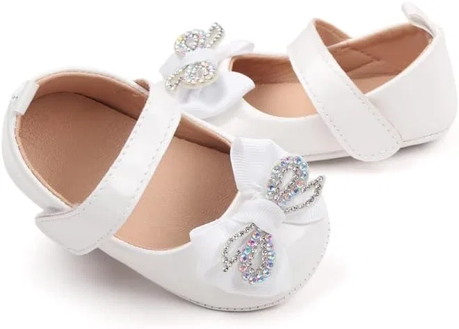 Детские туфли Мэри Джейн для девочек с бантом Princess Purepips, White — фото 4