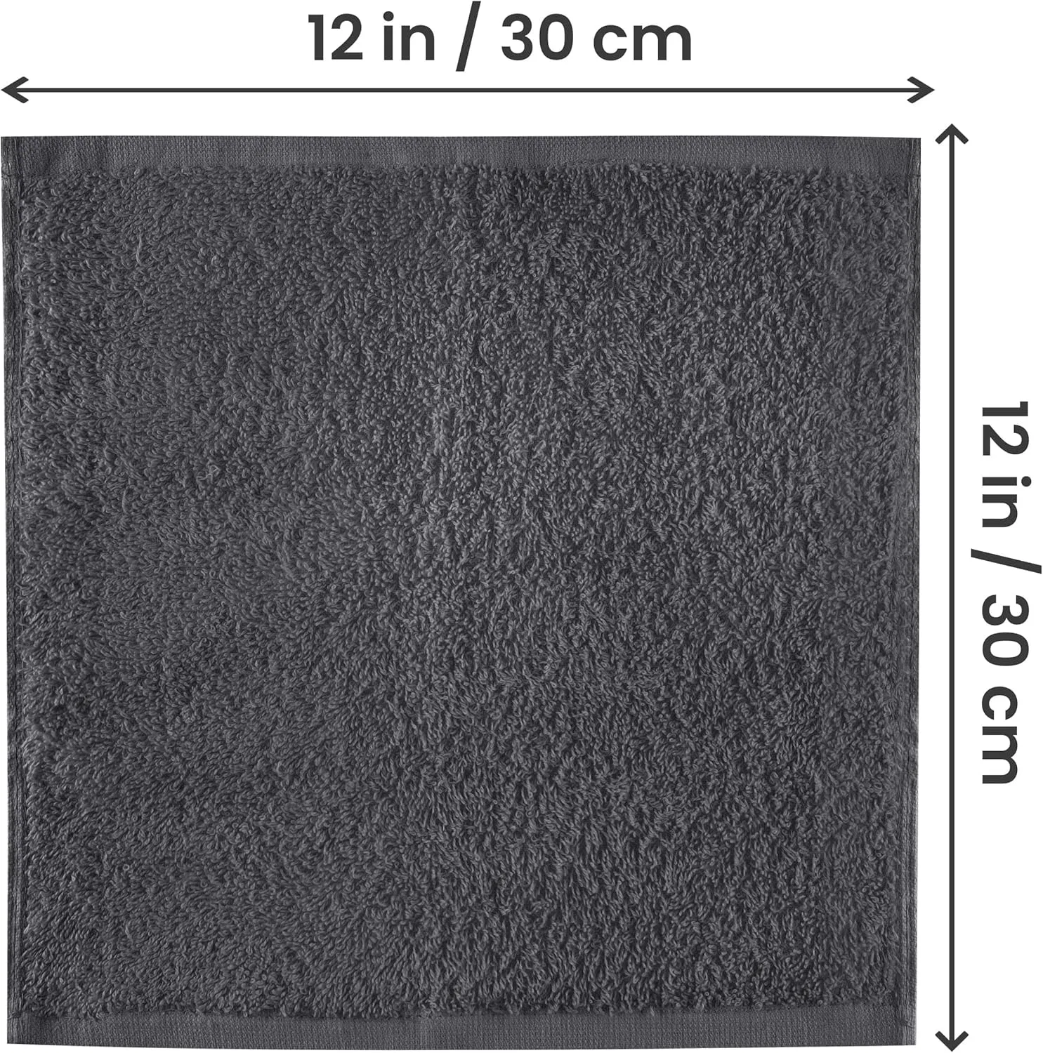 Махровая салфетка для лица 100% хлопок, Utopia Towels, набор 24 шт, 30x30 см, Gray — фото 2