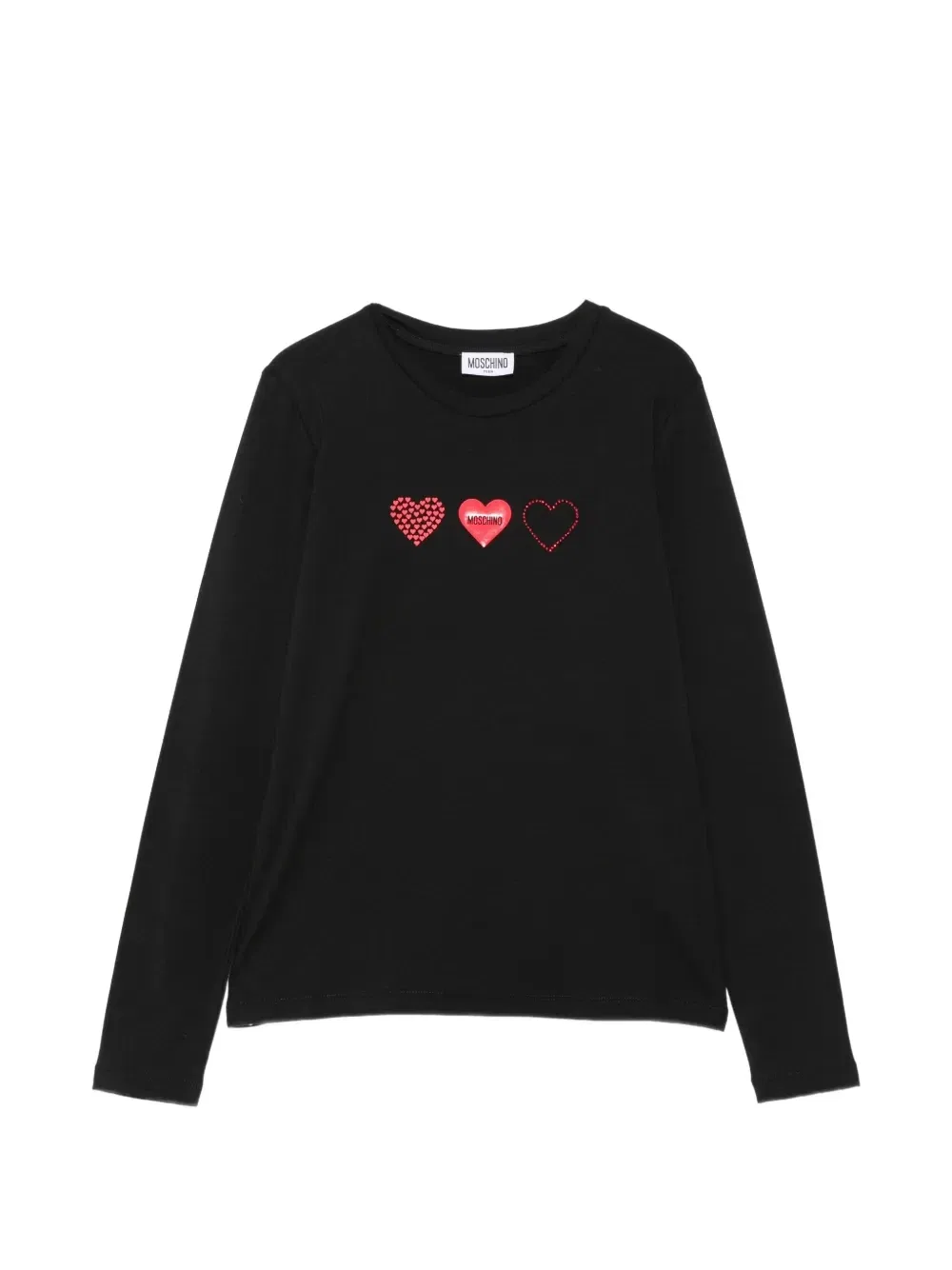 Футболка с длинными рукавами с принтом в виде сердечек Moschino Kids, черный