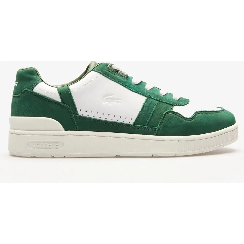 Детские кроссовки кожаные на шнуровке T-Clip Leather Lacoste, White Green