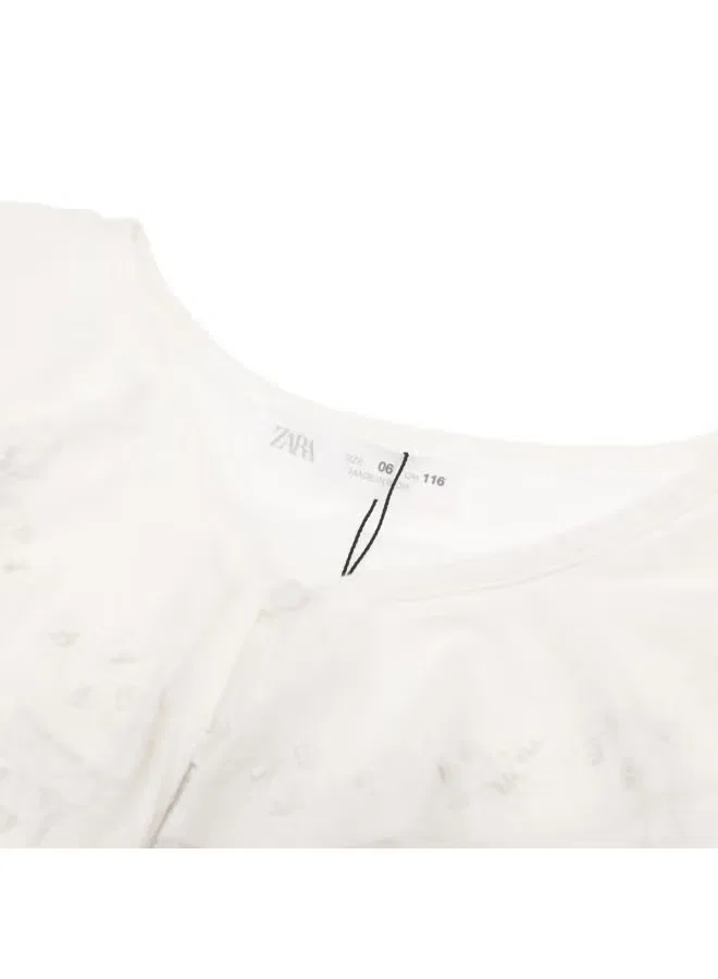 Блузка с вышивкой и кружевным воротником Zara, белый — фото 4