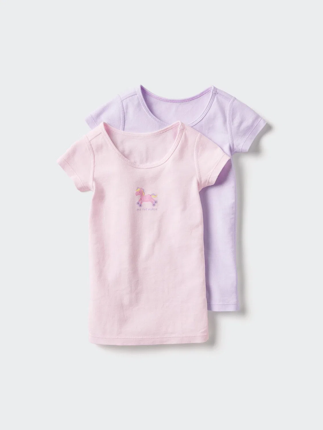 Футболка Uniqlo, комплект из двух, с рельефной вязкой, розовый