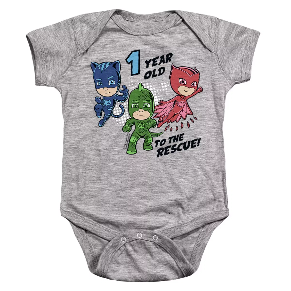 Детское боди с коротким рукавом PJ Masks, Athletic Heather