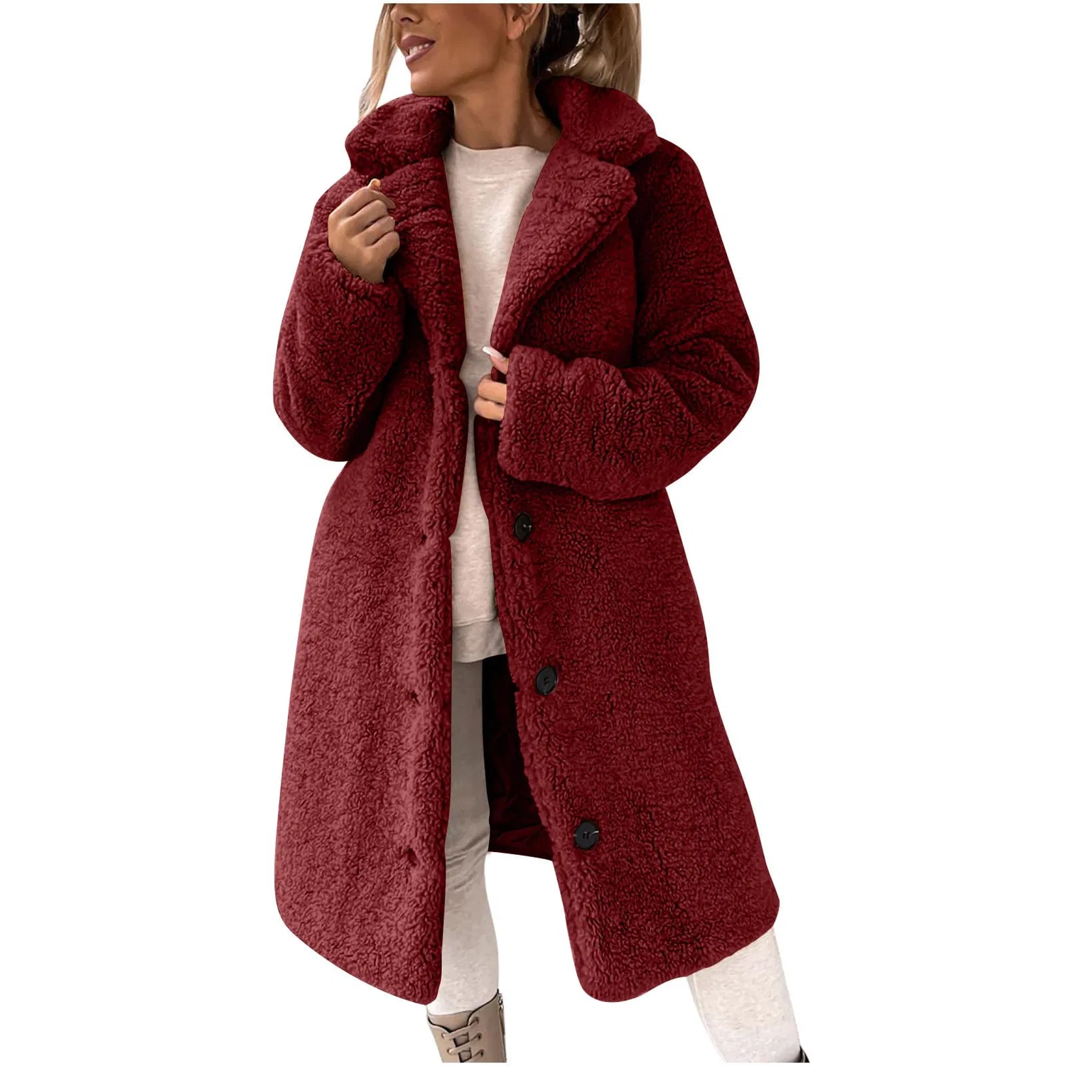 Женская утеплённая куртка из флиса с отложным воротником, A22 Rosso