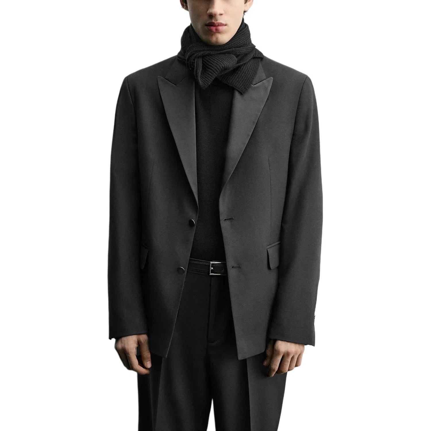 Мужской деловой костюм с умеренным воротником Black ZARA, Black — фото 4