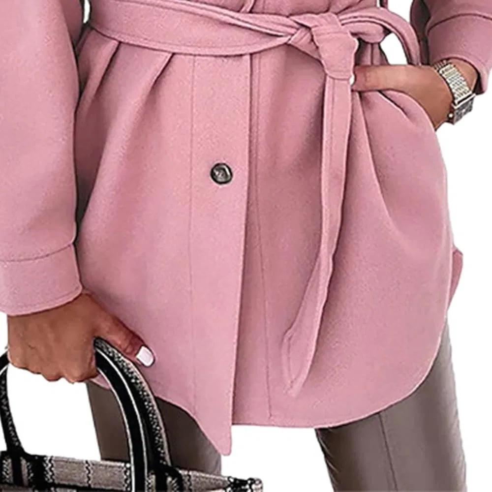 Женское пальто из смесовой шерсти с классическим отложным воротником, Rosa — фото 4